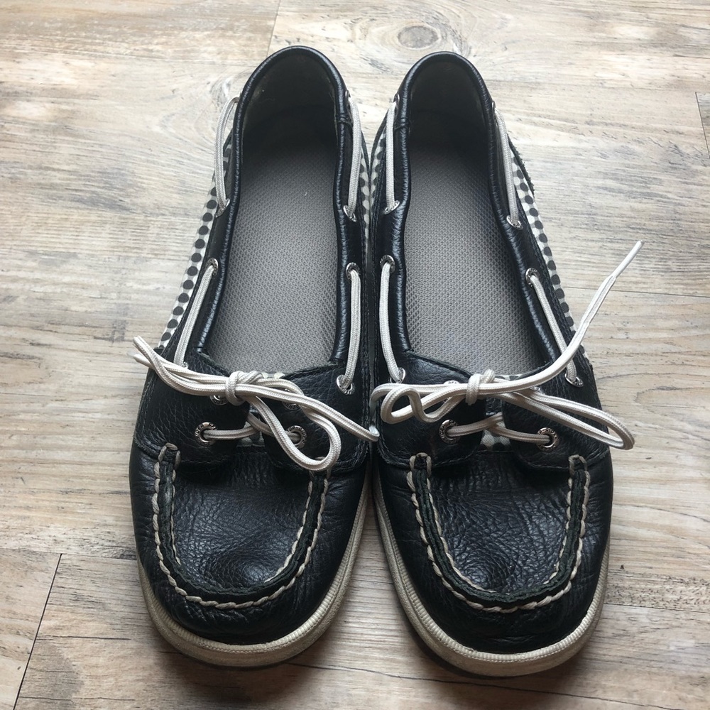 Sperry Black checkered topsider boat shoes